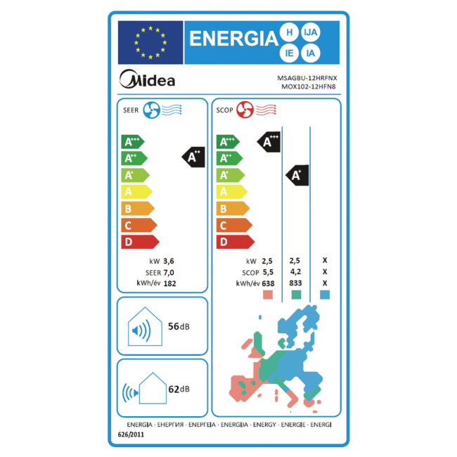 Midea Klima uređaj, split sistem, 12000 Btu, -20°C, R32, WiFi, A++ - Xtreme Save; MG2X-12-SP - Image 5