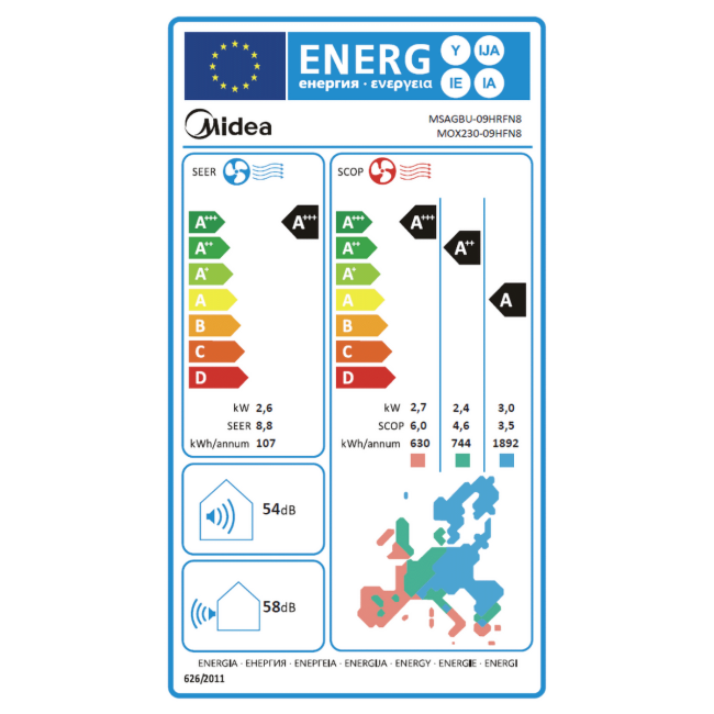Midea Klima uređaj, split sistem, 9000 Btu, -20°C, R32, WiFi, A++ - Xtreme Save Pro; MGP2X-09-SP - Image 5