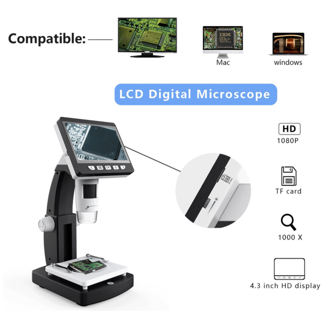 NN-Su Stoni elektronski digitalni mikroskop sa HD ekranom od 4.3" - HC5451 - Image 5