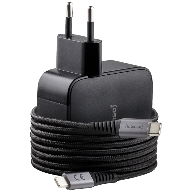 (Intenso) Punjač kučni sa type C kabelom, brzi, 1xUSB-A, 2xUCB-C, 100W - Adapter W100ACC GaN + C520C Cable - Image 2