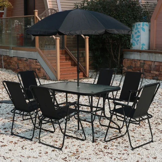 Expert baštenska garnitura sto 120 x 70 x 70 cm i 6 stolica sa suncobranom Vienna - Image 2