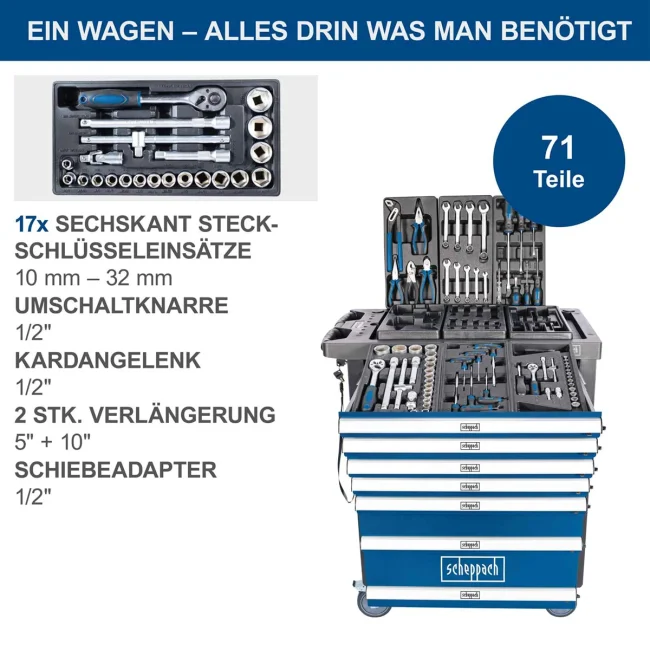 Scheppach set kolica za alat sa 70  komada pribora TW1100 - Image 5