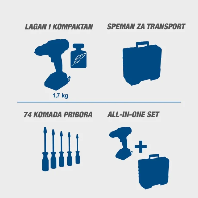 Scheppach aku bušilica odvijač sa 74 komada pribora IXES C-DTB74/1-X - Kit - Image 3