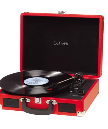 Denver gramofon VPL-120 , USB, zvučnici 2 x 1W, audio out, 331/3rpm, 45rpm or 78rpm, PC recording,crveni