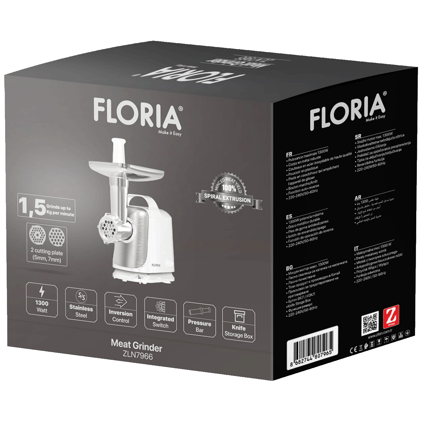 Floria Mašina za mljevenje mesa, snaga 1300 W - ZLN7966 - Image 2