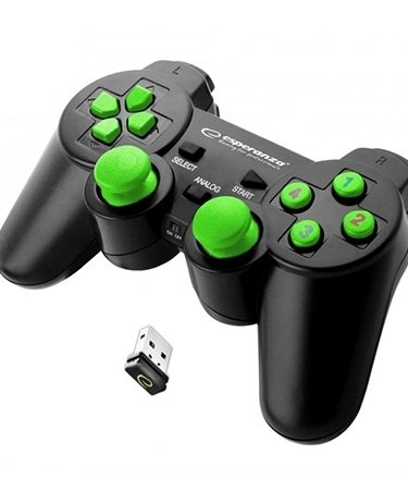 Game Pad ESPERANZA GLADIATOR, vibration, PS3/PC, wireless, black/green, EGG108G