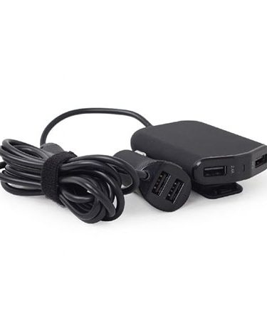 USB punjač za auto GEMBIRD, 4 porta 9,6A, black, EG-4U-CAR-01