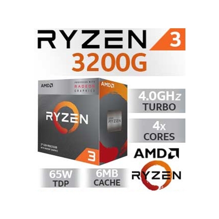 AMD RYZEN 3 3200G AM4 BOX 4 CPU cores,4 threads, 3.6GHz,4MB L3,65W,Radeon Vega 8 - Image 2
