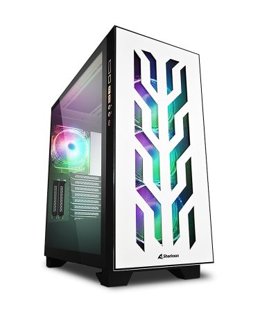 Kućište SHARKOON gaming, ELITE SHARK CA300T 4x120 mm Addressable RGB Fans, white, E-ATX