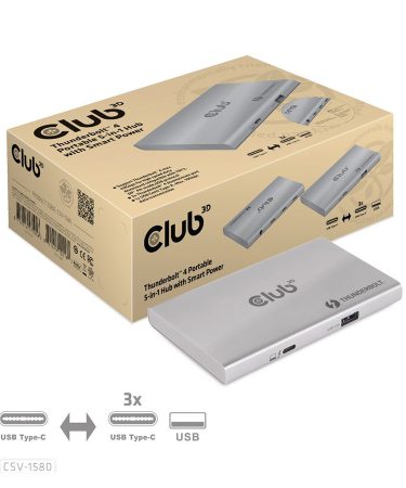 USB hub Club 3D Thunderbolt4 Portable 5-in-1 Hub with Smart Power CSV-1580