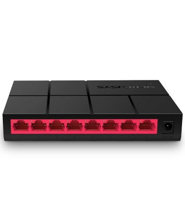 SWITCH MERCUSYS 8 port 10/100/1000M mini Desktop, 8 10/100/1000M RJ45 Ports, Desktop, Plastic case, MS108G, 2Y