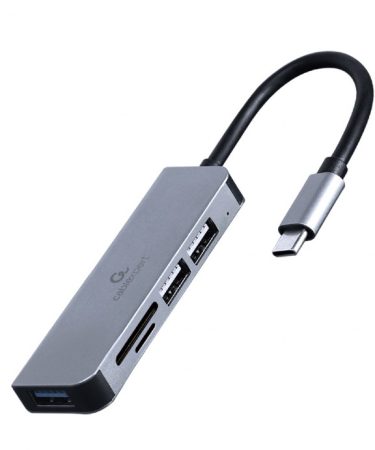 USB HUB GEMBIRD Type-C 3-port USB hub USB3.1 + USB 2.0 with card reader, UHB-CM-CRU3P1U2P2-01