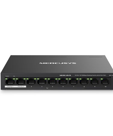 SWITCH MERCUSYS MS110P 10-Port 10/100Mbps Desktop Switch with 8-Port PoE+