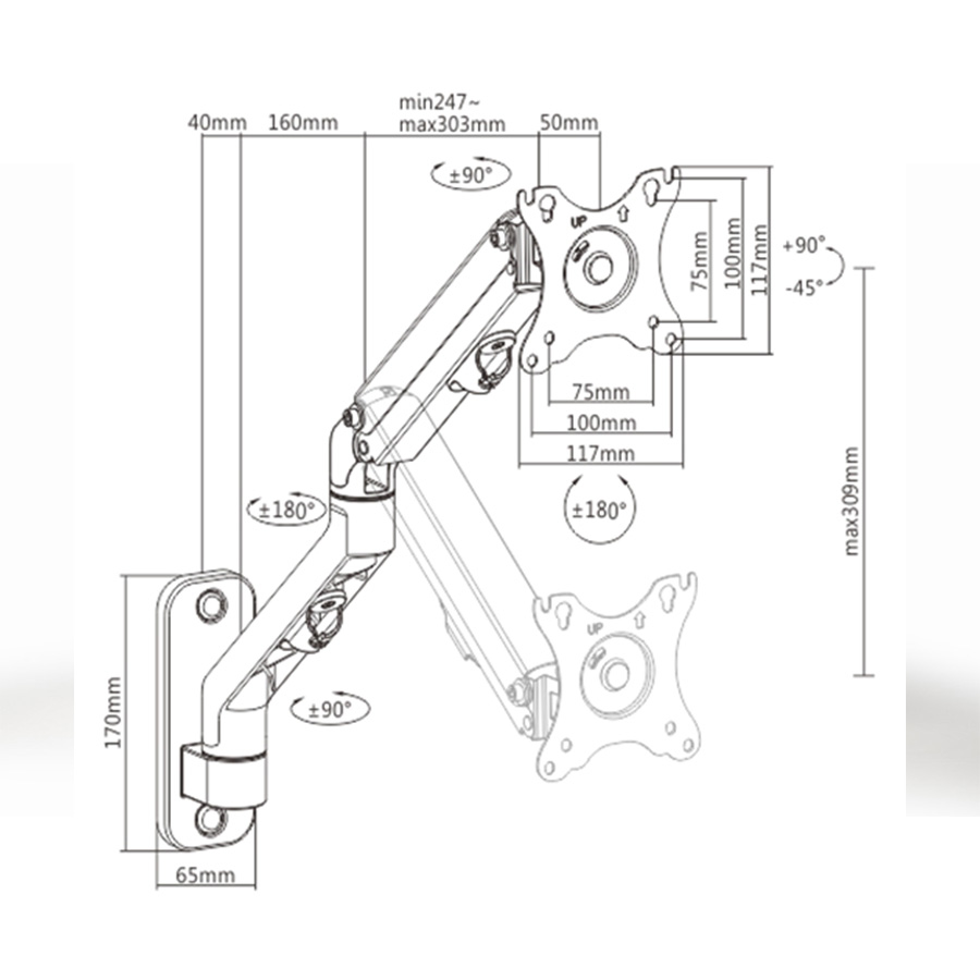 NOSAČ ZA MONITOR GEMBIRD MA-WA1-02, montaža na zid, up to 27”/7 kg - Image 2