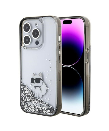 ORIGINAL KARL LAGERFELD CASE LIQUID GLITTER CHOUPETTE KLHCP15LLKCNSK ZA IPHONE 15 PRO TRANSPARENT