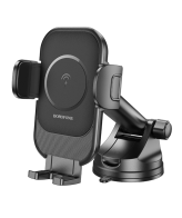 BOROFONE AUTO DRŽAČ BH203 BLUE CHARM SA INDUKCIJSKIM PUNJENJEM DO VJETROBRANSKOG STAKLA CRNE BOJE