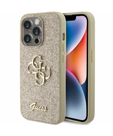 ORIGINALNA TORBICA GUESS HARDCASE GLITTER SCRIPT BIG 4G GUHCP15XHG4SGD ZA IPHONE 15 PRO MAX ZLATNA