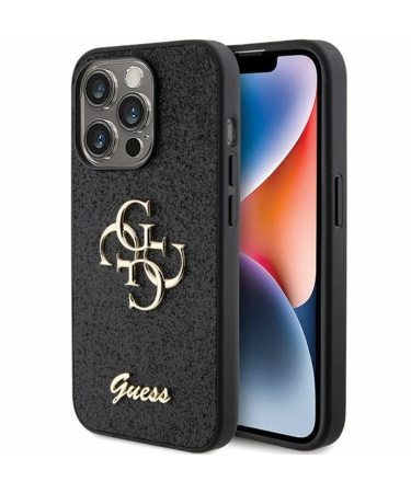 ORIGINALNA TORBICA GUESS HARDCASE GLITTER SCRIPT BIG 4G GUHCP15LHG4SGK ZA IPHONE 15 PRO CRNA