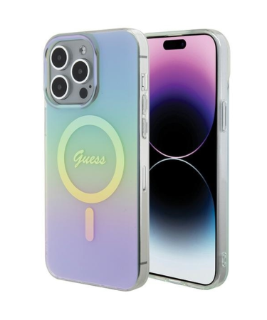 ORIGINALNA TORBICA GUESS IML IRIDESCENT MAGSAFE HARDCASE GUHMP15LHITSQ ZA IPHONE 15 PRO TIRKIZNA