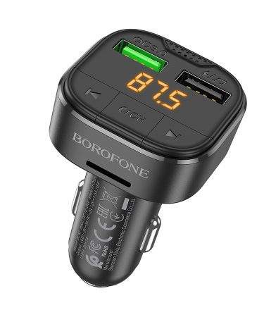 FM transmiter Bluetooth sa USB punjaćem BOROFONE BC43 TF card playback QC3.0 car black