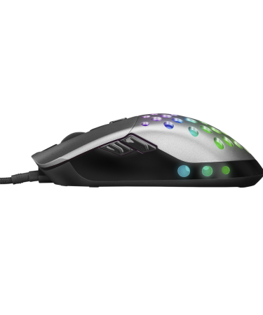 Miš gaming RAMPAGE SMX-R66 ROCKET Ultra Light silver, RGB LED, 12000dpi