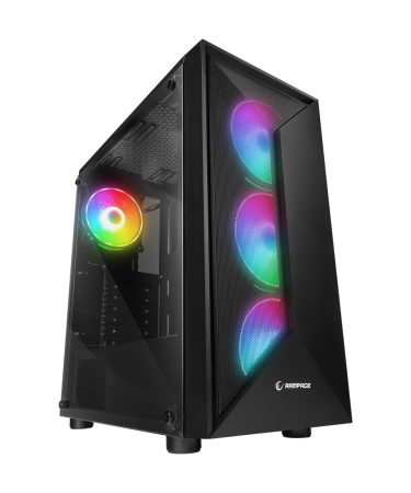 Kućište gaming RAMPAGE TRIANGLE, ATX, ventilatori 4x120mm, Auto RGB, glass, Mid-Tower, 38983