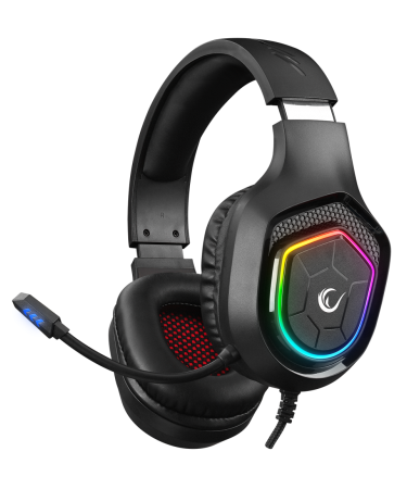 Slušalice sa mikrofonom gaming RAMPAGE RM-K90 VECTOR black, RGB LED, 3,5 mm