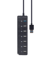 USB HUB 7-portni (1 x USB 3.1 + 6 x USB 2.0) sa prekidačima, crni UHB-U3P1U2P6P-01