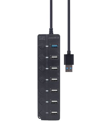 USB HUB 7-portni (1 x USB 3.1 + 6 x USB 2.0) sa prekidačima, crni UHB-U3P1U2P6P-01