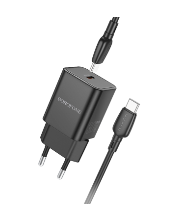 USB punjač sa kablom 1m Type-C to Type-C BOROFONE BN13 Safety PD30W single-port set black