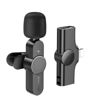 Mikrofon wireless iPhone/lightning BOROFONE BFK12 Trophy lavalier digital black