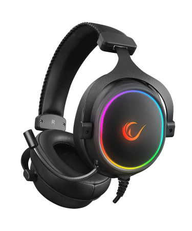 Slušalice sa mikrofonom gaming RAMPAGE ONYX-S Black USB 7.1 Version RGB Led Headset on line led and volume Controller