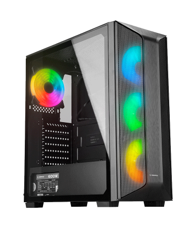 Kućište gaming RAMPAGE HYDRA V2 BLACK Tempered Glass Type-C+USB3.0 4*ARGB Infinity Fan+Hub E-ATX Exclusive Gaming, 39989