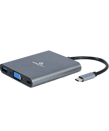Docking station USB adapter Type-C 6-in-1 multi-port adapter (Hub3.1 + HDMI + VGA + PD + card reader + stereo audio), space grey, A-CM-COMBO6-01