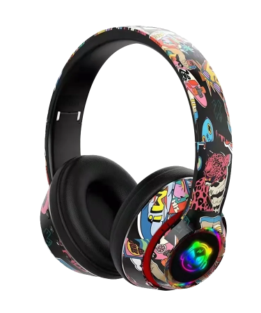 Slušalice bluetooth L750 HiFi RGB stickerbomb design, black
