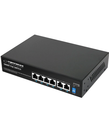 SWITCH 4 PoE + 2 UPLINK ESPERANZA  ETHERNET SWITCH 10/100/1000 GOLIATH, ENS107