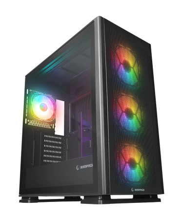 Kućište gaming RAMPAGE VANGUARD V2 Black Mesh Easy Tempered Glass Vertical VGA Holder 4*RGB Fan Hub E-ATX Big-T, 39846