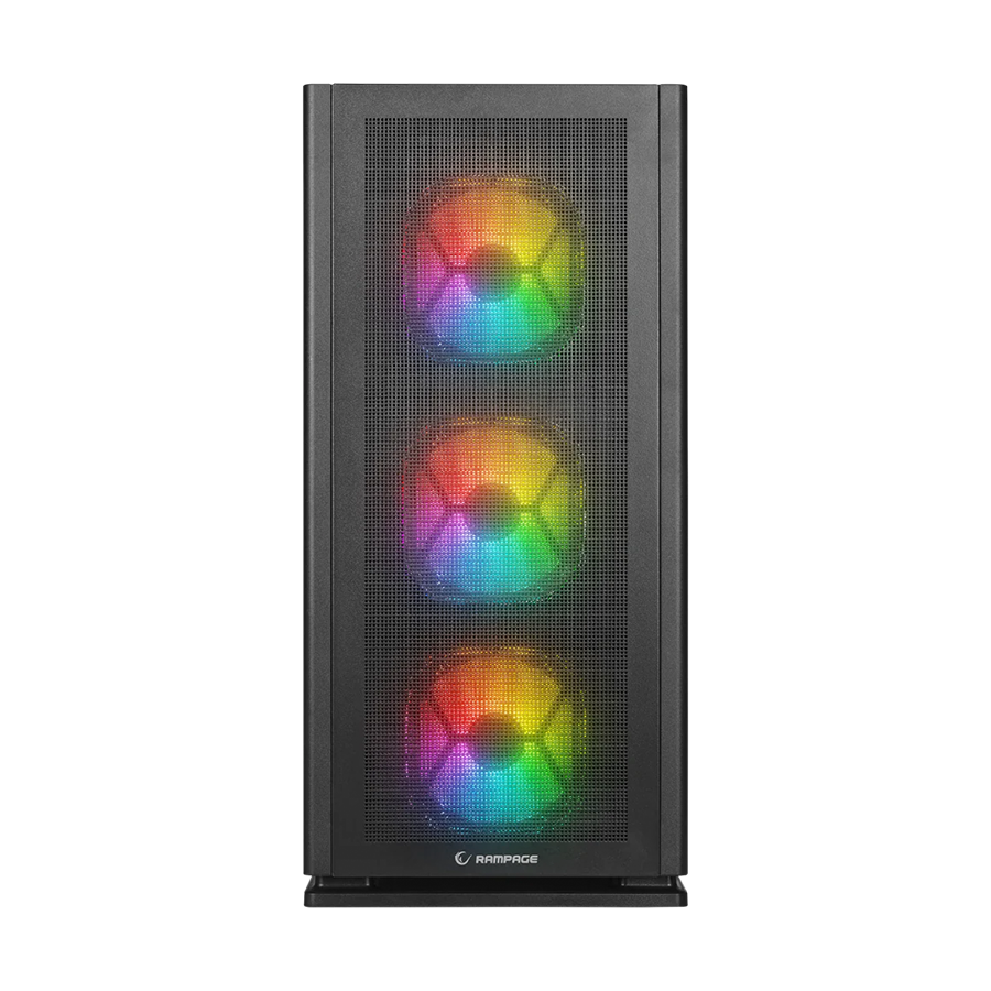 Kućište gaming RAMPAGE VANGUARD V2 Black Mesh Easy Tempered Glass Vertical VGA Holder 4*RGB Fan Hub E-ATX Big-T, 39846 - Image 2