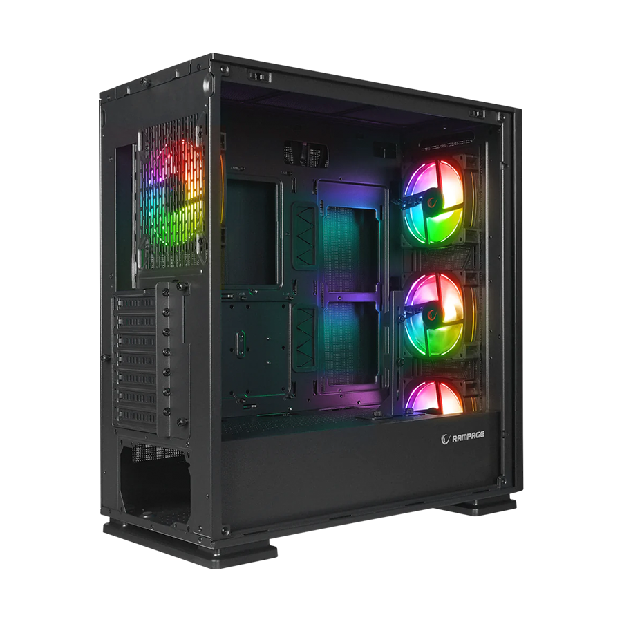 Kućište gaming RAMPAGE VANGUARD V2 Black Mesh Easy Tempered Glass Vertical VGA Holder 4*RGB Fan Hub E-ATX Big-T, 39846 - Image 3