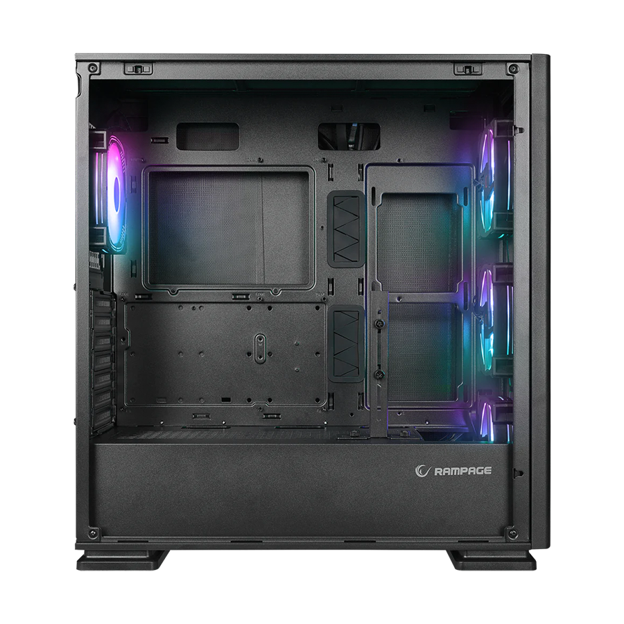 Kućište gaming RAMPAGE VANGUARD V2 Black Mesh Easy Tempered Glass Vertical VGA Holder 4*RGB Fan Hub E-ATX Big-T, 39846 - Image 4