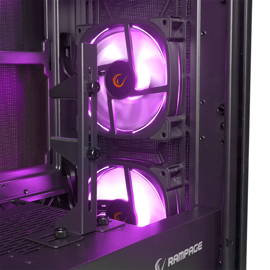 Kućište gaming RAMPAGE VANGUARD V2 Black Mesh Easy Tempered Glass Vertical VGA Holder 4*RGB Fan Hub E-ATX Big-T, 39846 - Image 5
