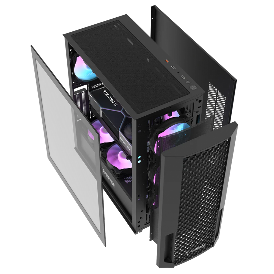 Kućište gaming RAMPAGE SHELOB Mesh, Tempered Glass, 4*ARGB Infinity Fan, Hub, E-ATX, Mid-T, 39991 - Image 3