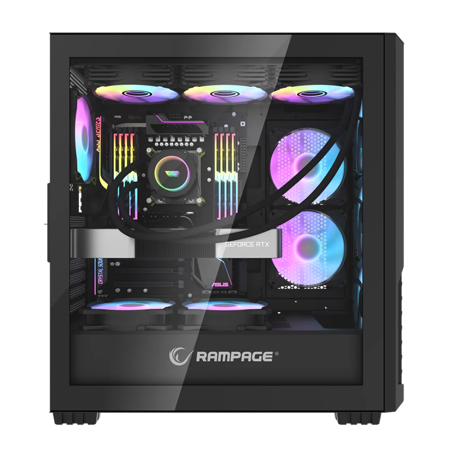 Kućište gaming RAMPAGE SHELOB Mesh, Tempered Glass, 4*ARGB Infinity Fan, Hub, E-ATX, Mid-T, 39991 - Image 4