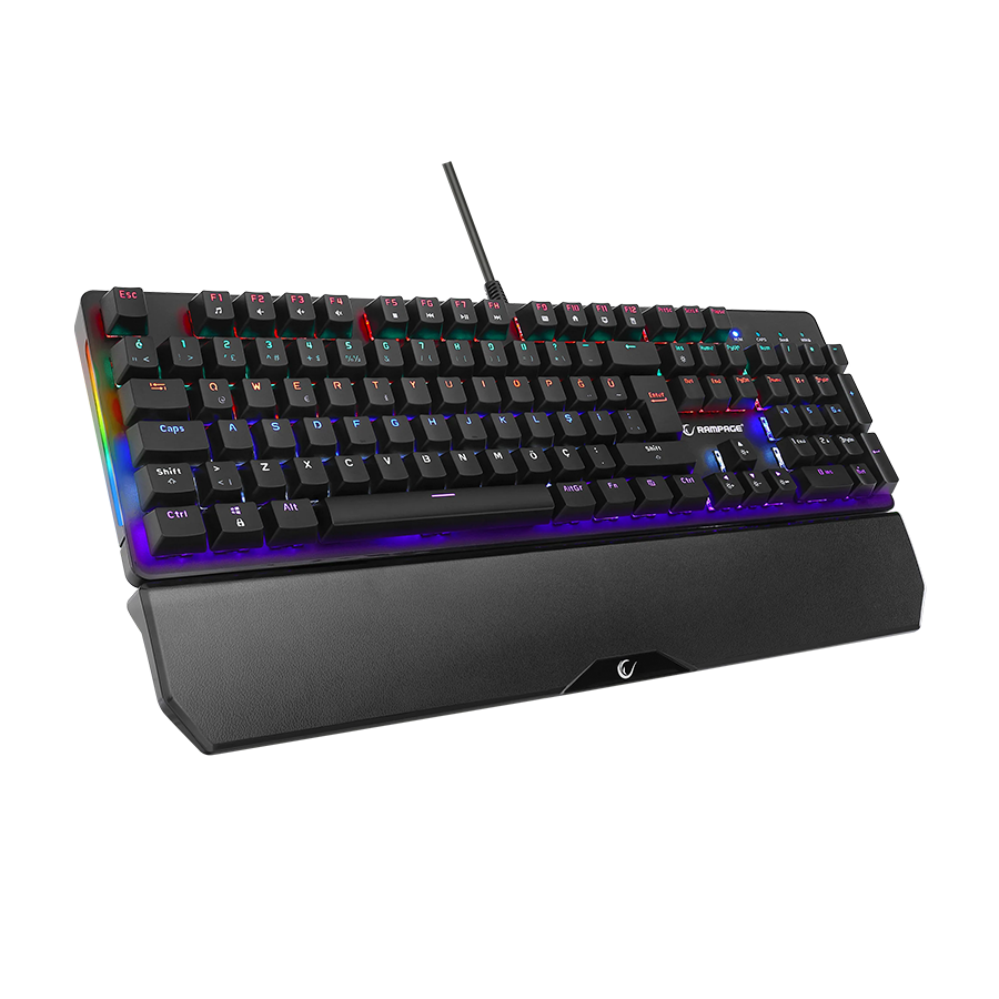 Tastatura gaming RAMPAGE KB-R86 UMBRA Black USB Rainbow Illuminated Red Switch US Layout Mechanical, 40385