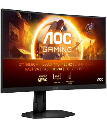 MONITOR AOC 27" CQ27G4X Zakrivljeni 180Hz QHD Gaming 2560x1440 ,0.5ms. HDMI, DP, Full Ergo, Black.3godGAR
