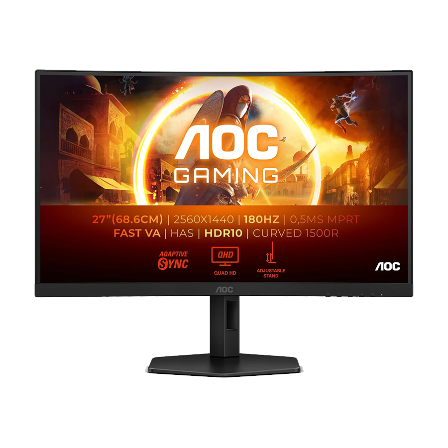 MONITOR AOC 27" CQ27G4X Zakrivljeni 180Hz QHD Gaming 2560x1440 ,0.5ms. HDMI, DP, Full Ergo, Black.3godGAR - Image 2