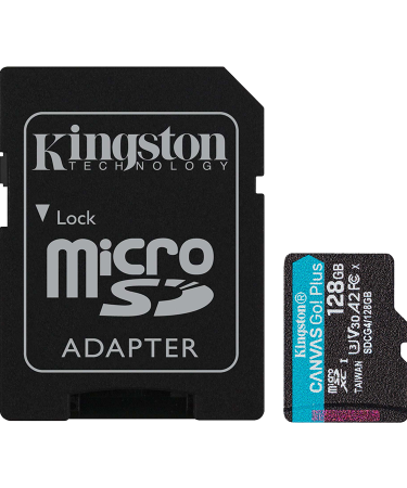 Micro SDXC card Kingston 128GB Canvas GoPlus Gen.4 200MB/s A2 U3 V30 Card + Adapter SDCG4/128GB