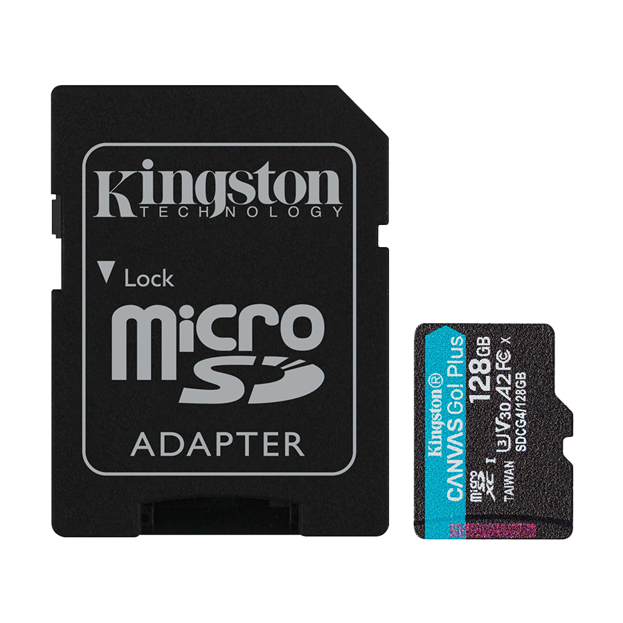 Micro SDXC card Kingston 128GB Canvas GoPlus Gen.4 200MB/s A2 U3 V30 Card + Adapter SDCG4/128GB