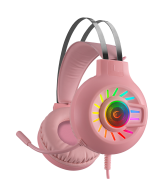 Slušalice sa mikrofonom gaming  RAMPAGE RM-K44 ZENGIBAR Pink 7.1 Surround RGB Light Effect, 36019