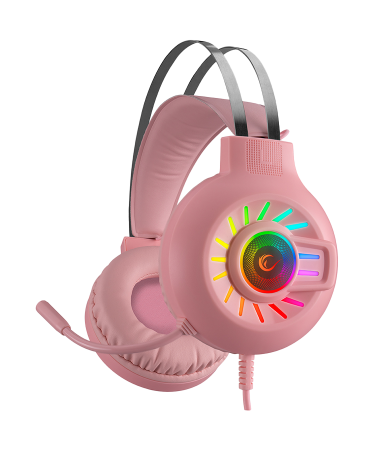 Slušalice sa mikrofonom gaming  RAMPAGE RM-K44 ZENGIBAR Pink 7.1 Surround RGB Light Effect, 36019